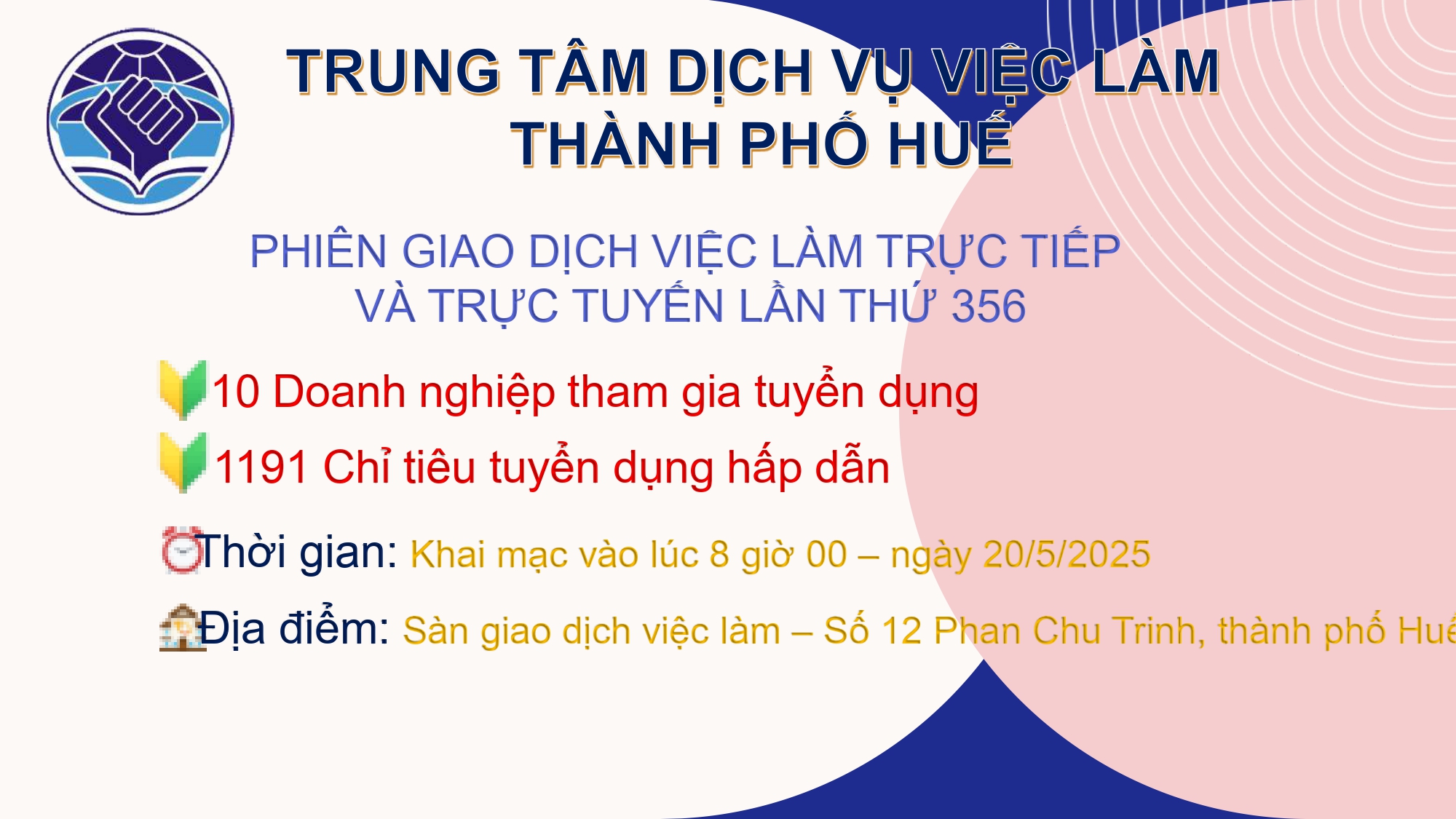 KHAI MẠC PHIÊN GIAO DỊCH VIỆC LÀM TRỰC TIẾP VÀ TRỰC TUYỂN LẦN THỨ 356 