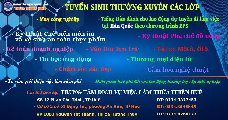 THÔNG BÁO TUYỂN SINH - KHAI GIẢNG THƯỜNG XUYÊN 