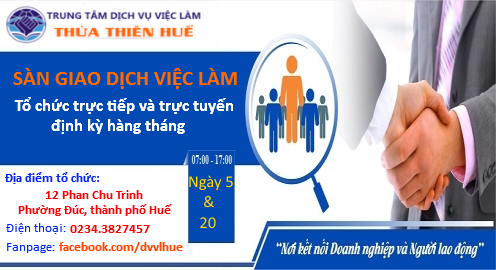 PHIÊN GIAO DỊCH VIỆC LÀM ĐỊNH KỲ HÀNG THÁNG 